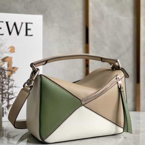LOEWE罗意威 Puzzle bag 小号几何包 0189灰白绿拼色24CM