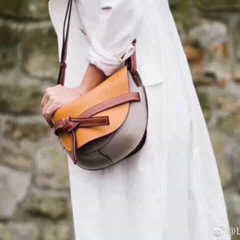 Loewe罗意威 Small Gate bag 马鞍包 0301棕灰拼色20CM