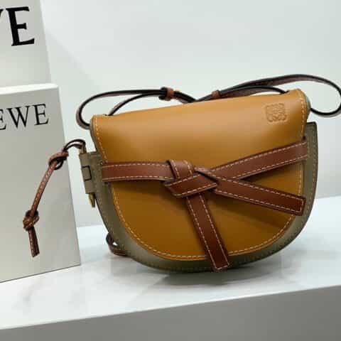 Loewe罗意威 Small Gate bag 马鞍包 0301棕灰拼色20CM