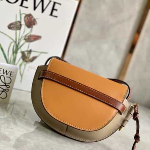 Loewe罗意威 Mini Gate bag 马鞍包 0328棕灰拼色15CM