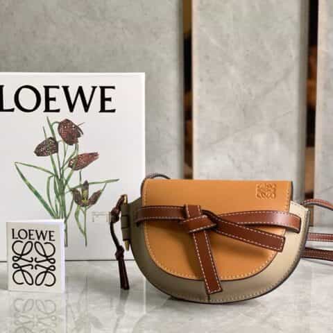 Loewe罗意威 Mini Gate bag 马鞍包 0328棕灰拼色15CM