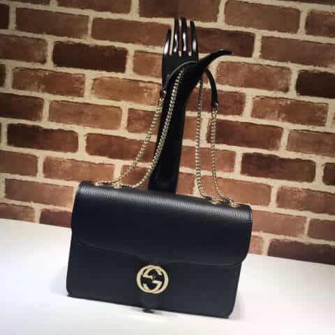 GUCCI古驰新款双G牛皮荔枝纹链条单肩斜挎包510303