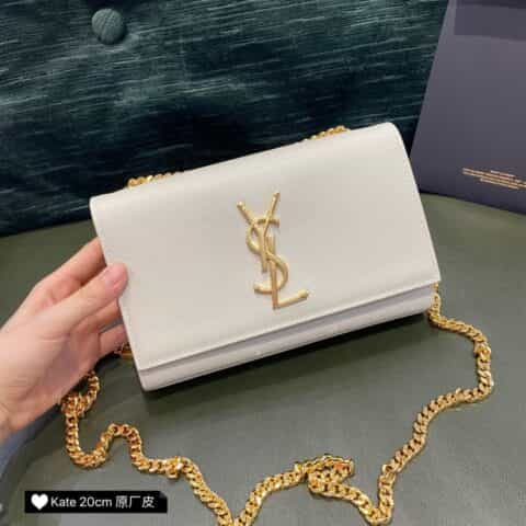 Saint laurent Ysl Kate 20cm 链条包 469390白色金扣