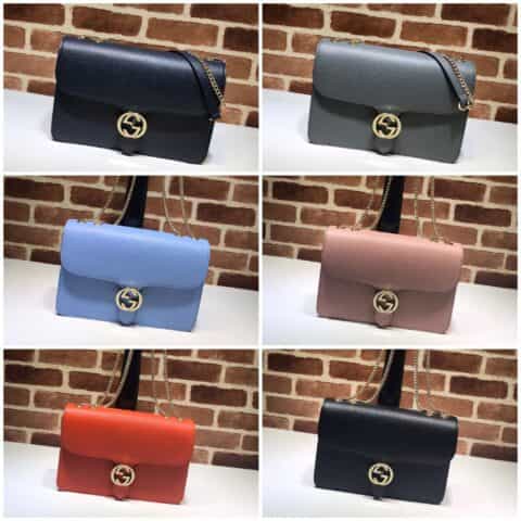 GUCCI古驰新款双G牛皮荔枝纹链条单肩斜挎包510303