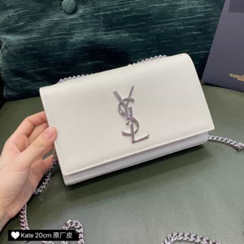 Saint laurent Ysl Kate 20cm 链条包 469390白色银扣