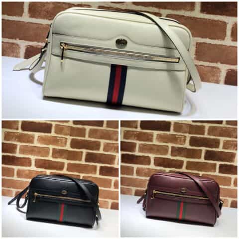 GUCCI古驰皮革红绿条纹肩背包517080