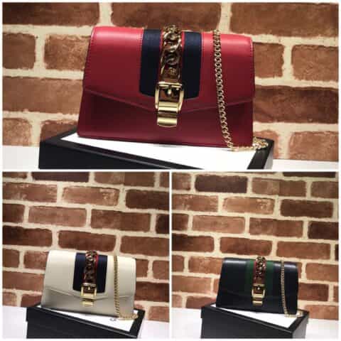 GUCCI古驰Sylvie系列皮革超迷你手袋494646