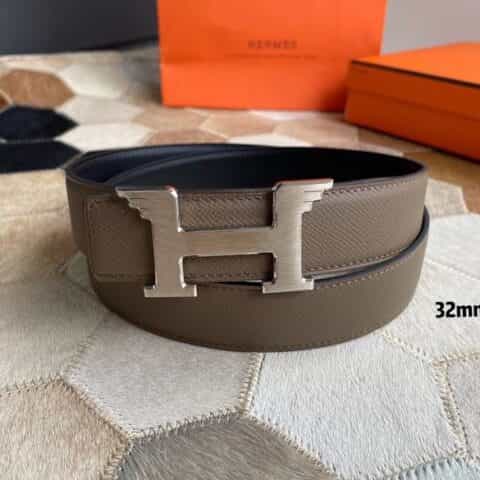 Hermes爱马仕   镀金/镀铬色天使金属扣双面皮腰带32mm