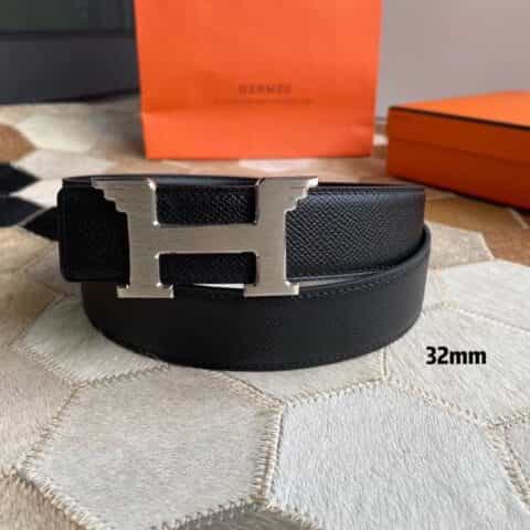 Hermes爱马仕   镀金/镀铬色天使金属扣双面皮腰带32mm
