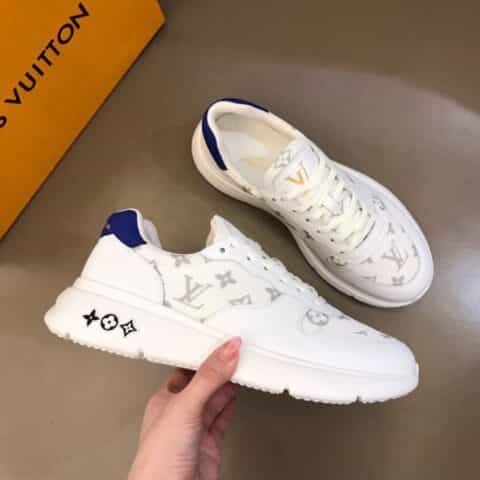 LV/路易威登   白色小牛皮拼接印花透气网面材质新品男士高端休闲运动鞋