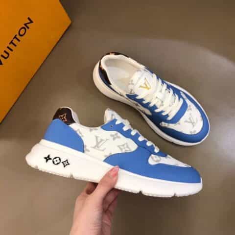LV/路易威登   白色小牛皮拼接印花透气网面材质新品男士高端休闲运动鞋