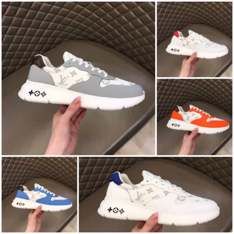 LV/路易威登   白色小牛皮拼接印花透气网面材质新品男士高端休闲运动鞋