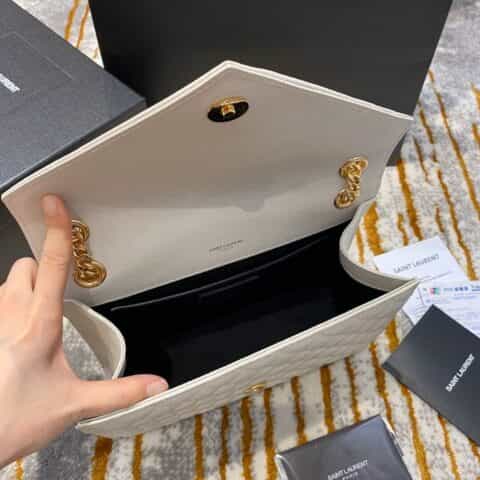 Saint laurent Ysl Envelope 24 Bag 487206白色鱼子酱金扣
