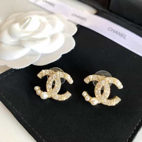 20新款CHANEL香奈儿双c珍珠耳钉耳环