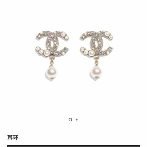 20新款CHANEL香奈儿双c珍珠耳钉耳环