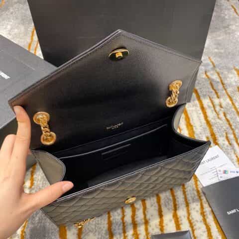 Saint laurent Ysl Envelope 24 Bag 487206黑色鱼子酱金扣