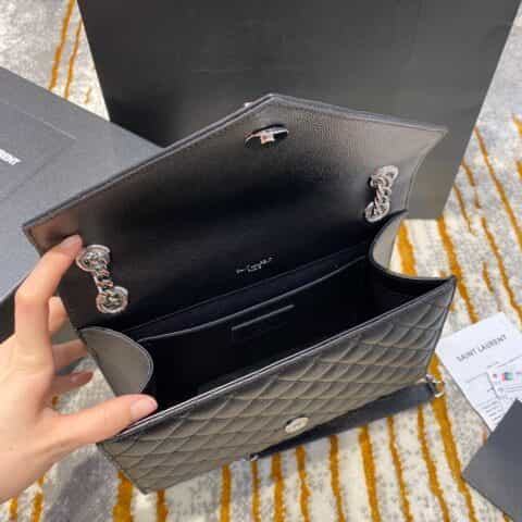 Saint laurent Ysl Envelope 24 Bag 487206黑色鱼子酱银扣