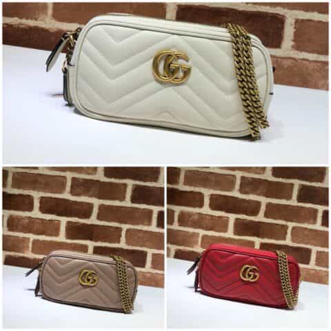 GUCCI古驰GG Marmont波浪纹牛皮三层肩背包546581