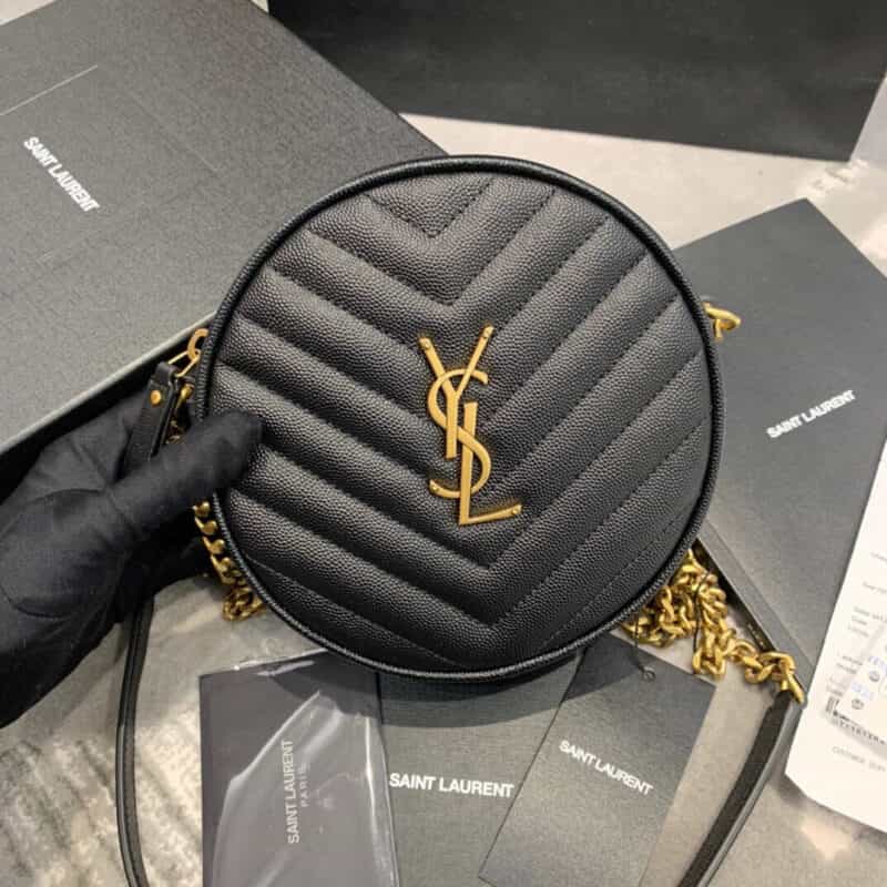 Saint laurent Ysl Vinyle bag 610436黑色金扣