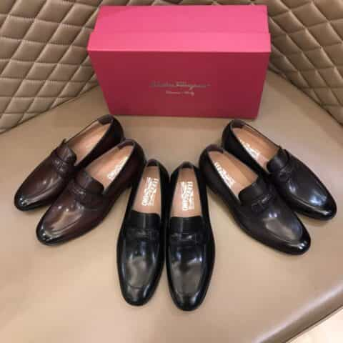 Ferragamo 菲拉格慕   手工编织真皮扣带精品男士皮鞋