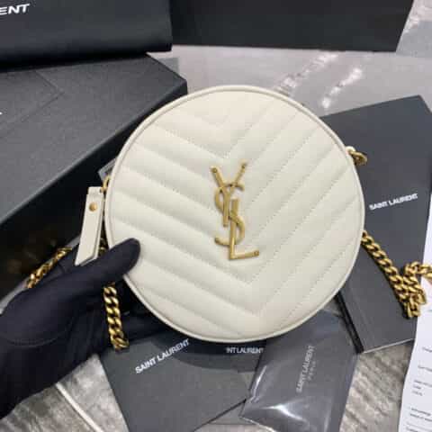 Saint laurent Ysl Vinyle bag 610436白色金扣