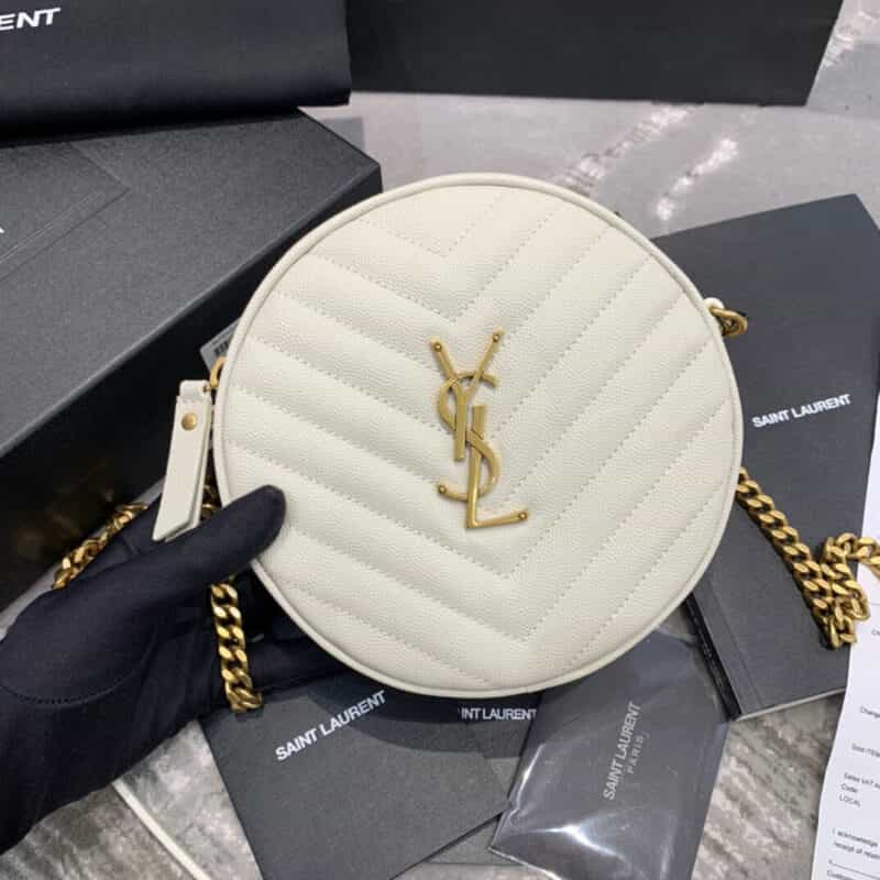 Saint laurent Ysl Vinyle bag 610436白色金扣