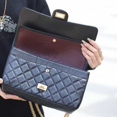 Chanel香奈儿 复刻2.55 reissue系列单肩斜挎包 A37587金扣