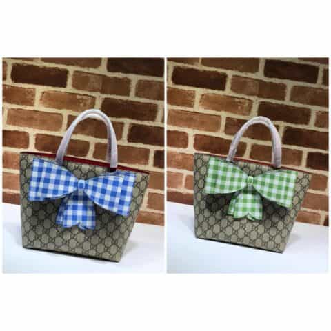 GUCCI古驰绿色蝴蝶结GG手提购物袋501804