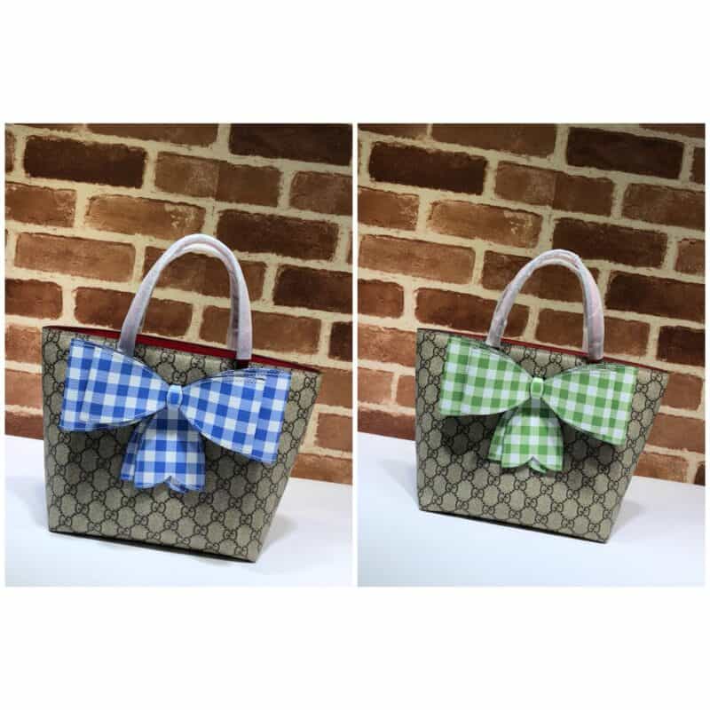 GUCCI古驰绿色蝴蝶结GG手提购物袋501804
