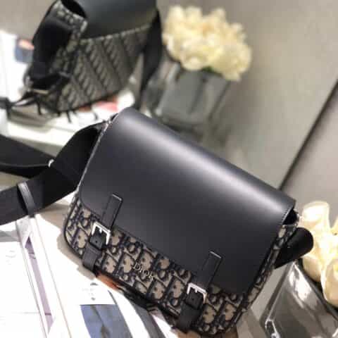 Dior蓝色Oblique印花帆布和牛皮革儿童信使包 M9994PTVY_M928