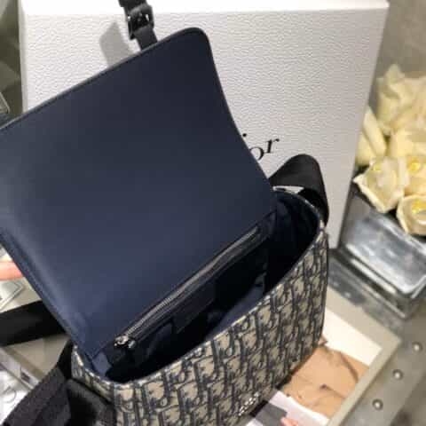 Dior蓝色Oblique印花帆布和牛皮革儿童信使包 M9994PTVY_M928