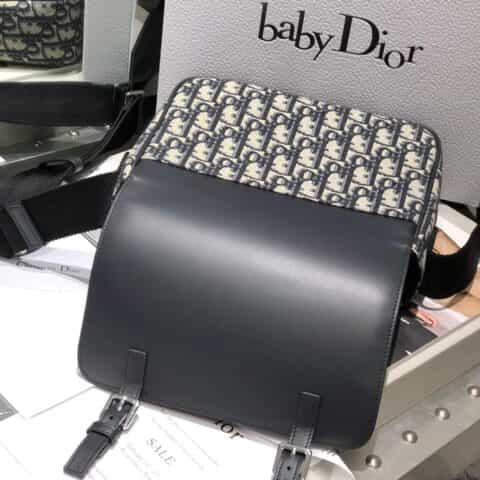 Dior蓝色Oblique印花帆布和牛皮革儿童信使包 M9994PTVY_M928