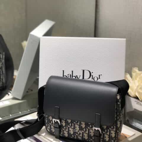 Dior蓝色Oblique印花帆布和牛皮革儿童信使包 M9994PTVY_M928