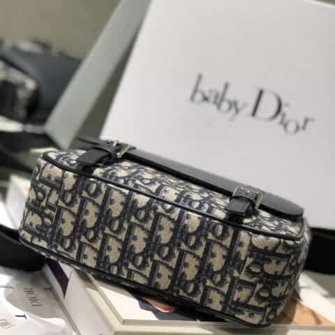 Dior蓝色Oblique印花帆布和牛皮革儿童信使包 M9994PTVY_M928