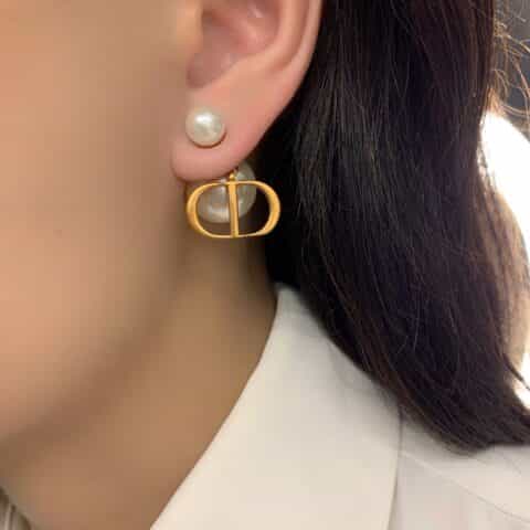 新款DIOR迪奥大小珍珠CD耳钉耳环