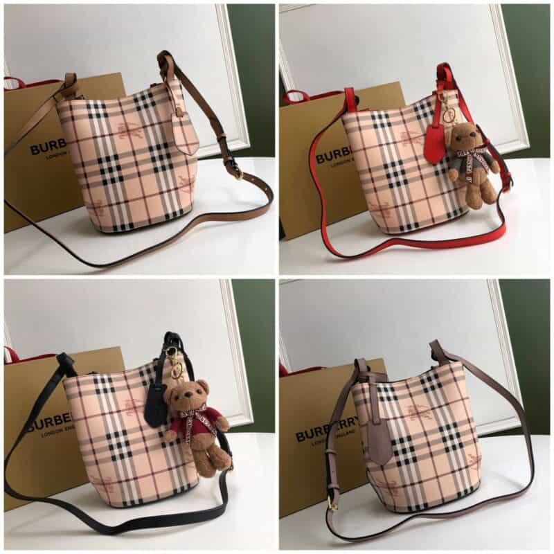 Burberry巴宝莉简约风格手掌纹皮革斜背水桶包