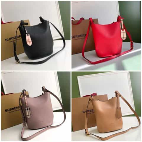 Burberry巴宝莉手掌纹皮革斜背水桶包