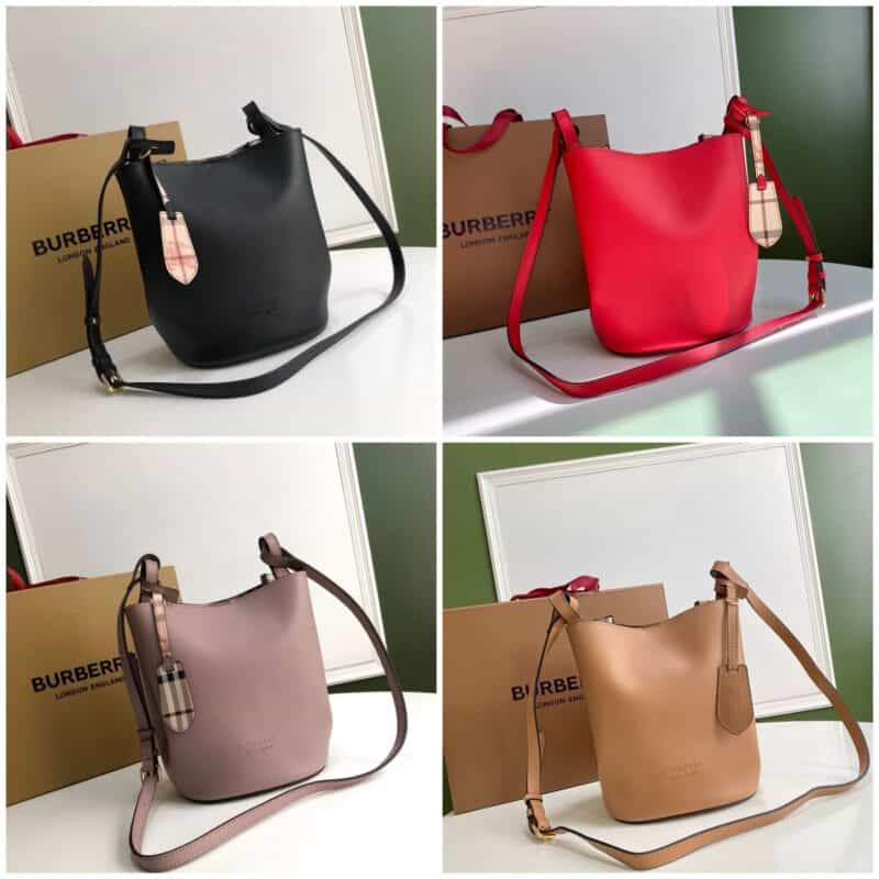 Burberry巴宝莉手掌纹皮革斜背水桶包