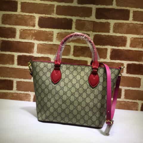 GUCCI古驰双G帆布配皮革手提斜挎购物袋432124