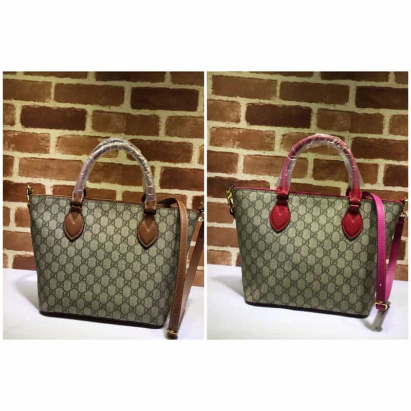 GUCCI古驰双G帆布配皮革手提斜挎购物袋432124