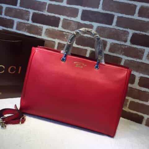 GUCCI古驰竹节包  红色大号购物袋顶级包323658