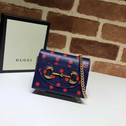 GUCCI古驰马衔扣1955系列波点蓝肩背包623180