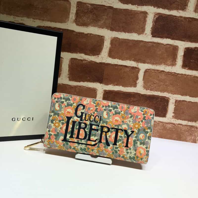 GUCCI古驰花卉印花长款拉链钱夹636249