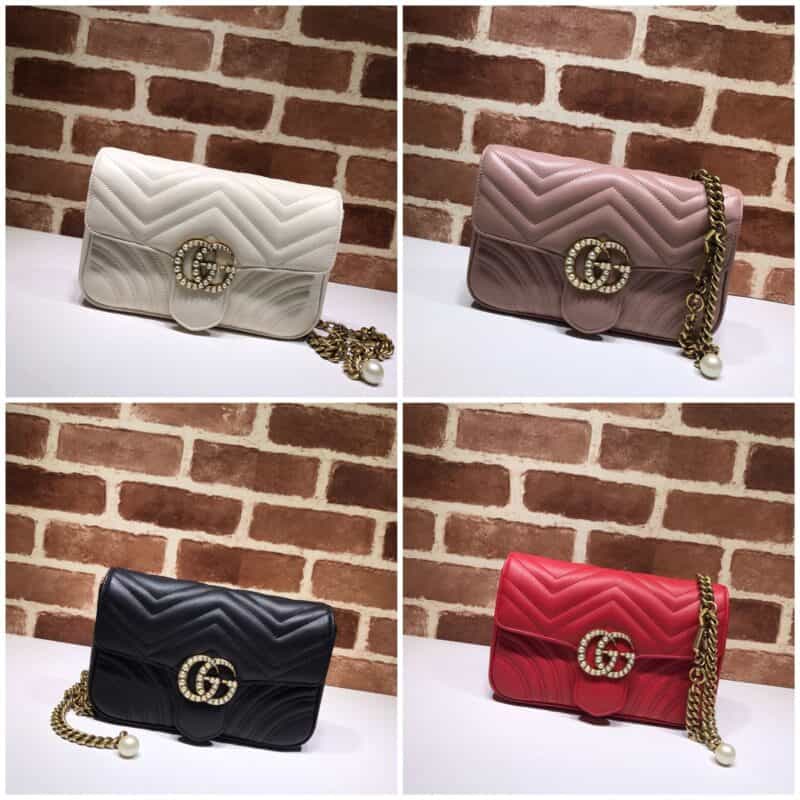 GUCCI古驰双G marmont 珍珠扣单肩斜挎包476809