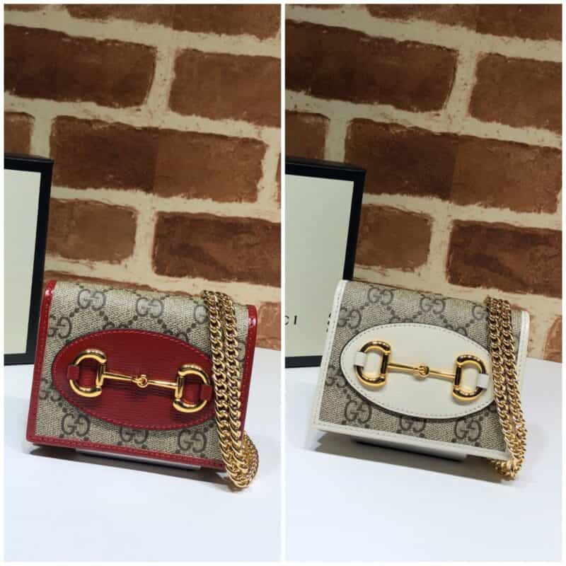 GUCCI古驰马衔扣1955系列双G帆布皮革肩背包623180