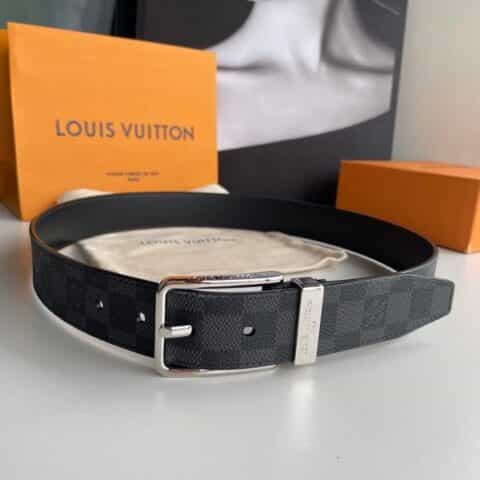 LV/路易威登   小牛皮内衬镀钯搭扣35毫米宽Damien帆布腰带