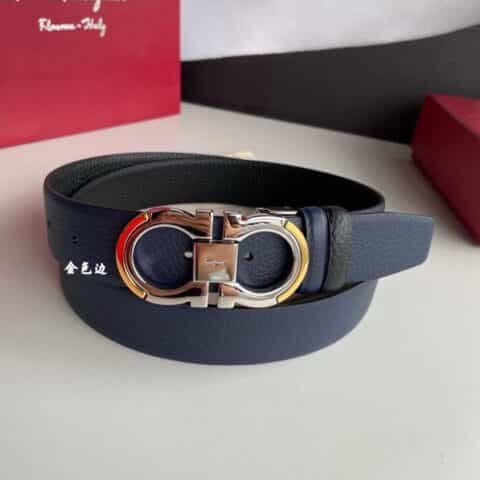 Ferragamo菲拉格慕   经典磨光Gancini扣饰男士精品3.5cm腰带