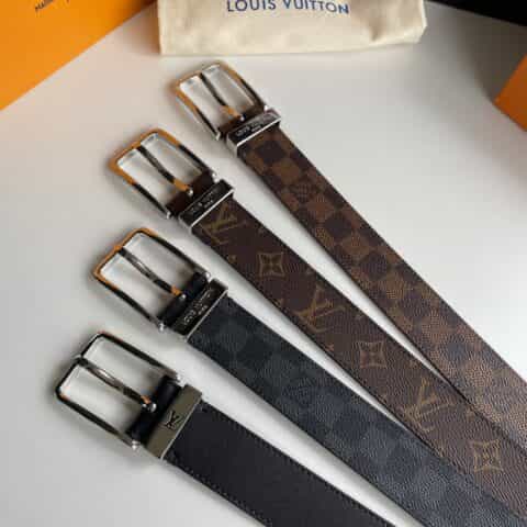 LV/路易威登   小牛皮内衬镀钯搭扣35毫米宽Damien帆布腰带