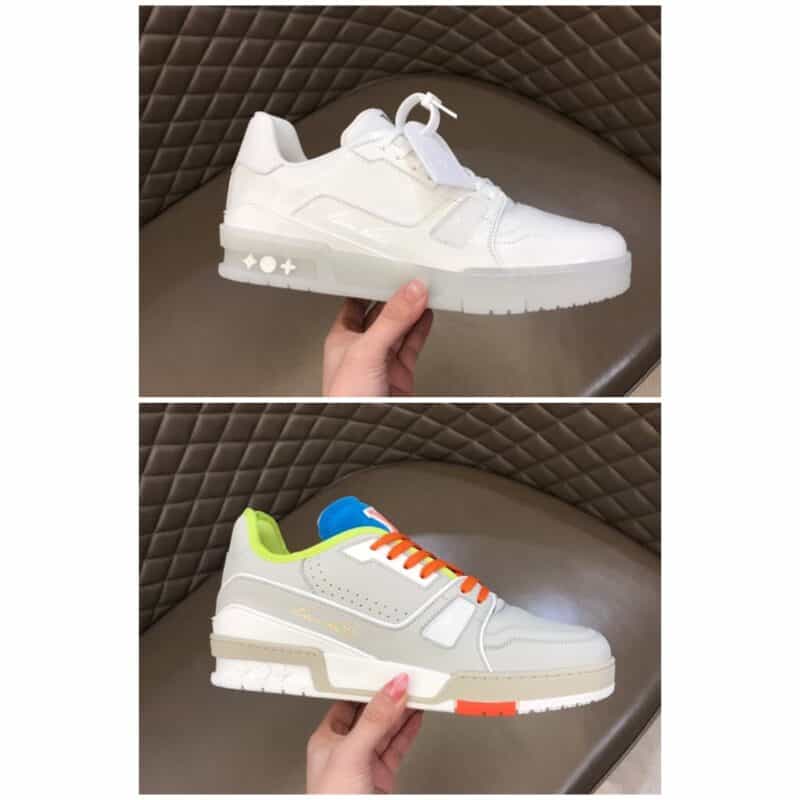 LV/路易威登     L 奢品 进口开边珠牛皮Trainer运动鞋跑步鞋