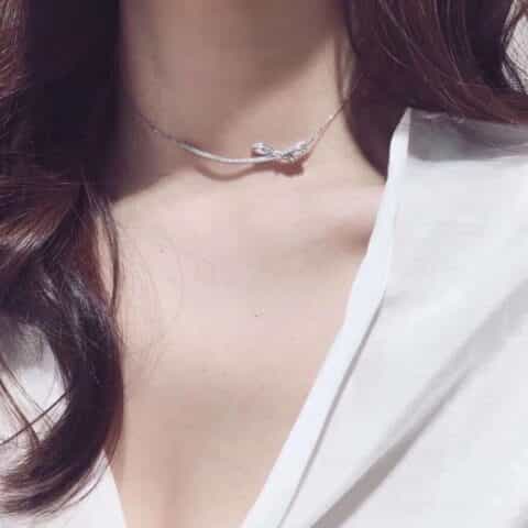 新款 CHANEL香奈儿蝴蝶结满钻项链